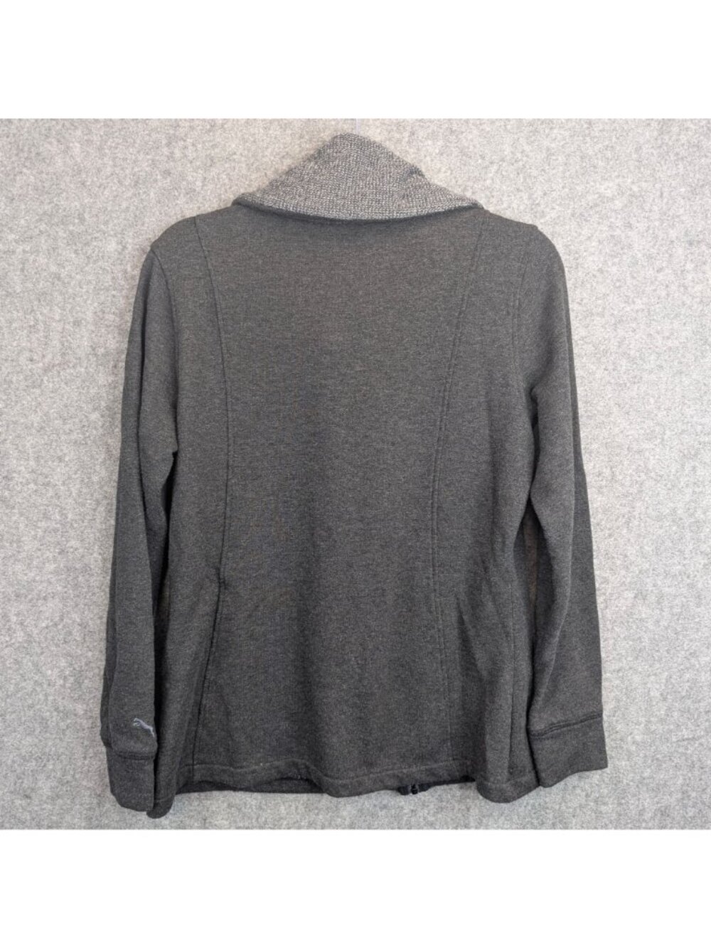 Puma Womens XL Jacket Charcoal Gray Full Zip w Textured Collar Logo Sweatshirt - Picture 9 of 11